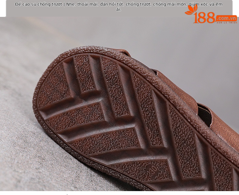 Dép sandal nữ bít mũi da bò thật đế bệt kiểu dáng điệu bộ — màu mơ chi tiết 7