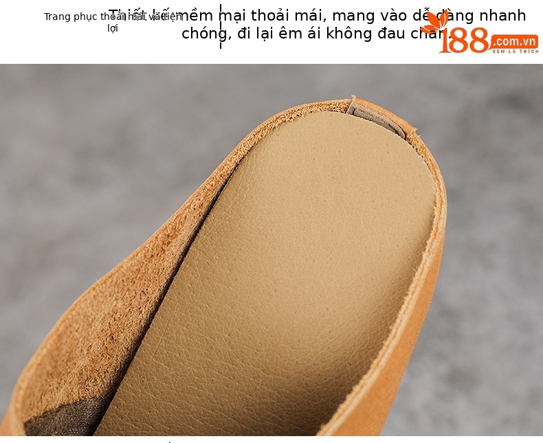 Dép sandal nữ da bò thật quai chữ V đế bệt mùa hè — màu sắc chi tiết 6