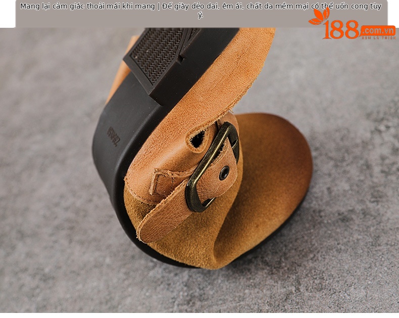 Dép sandal nữ da bò thật quai chữ V đế bệt mùa hè — màu sắc chi tiết 8