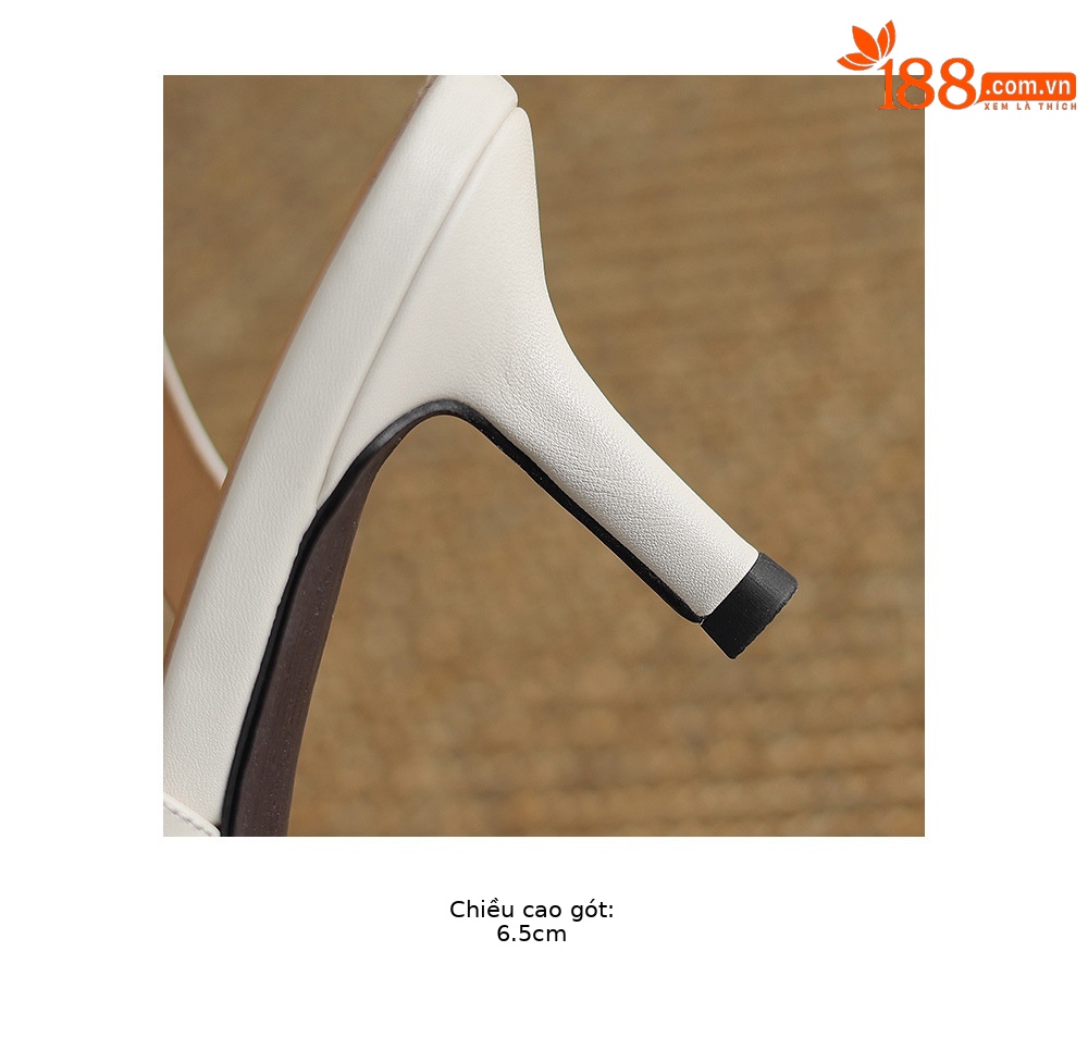 Sandal cao gót nữ hở mũi phong cách vintage, gót 6.5 cm, họa tiết hoa sơn trà — đen chi tiết 20