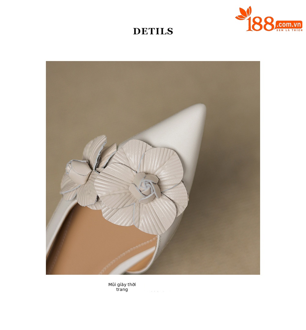 Sandal nữ da cừu mũi tròn quai chữ V đế bệt phong cách Hàn Quốc — đen chi tiết 18