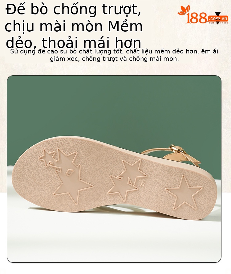 Sandal nữ quai chữ V đế bệt mềm hở mũi thoáng khí — màu đen chi tiết 7