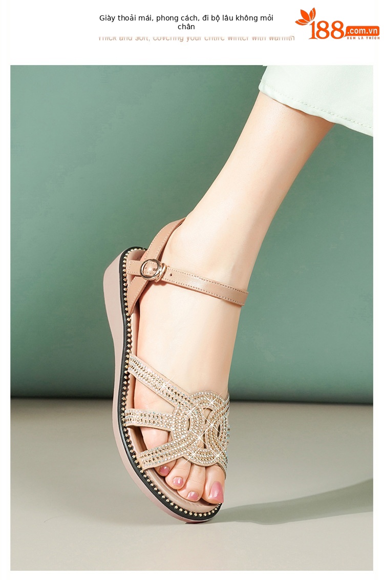 Sandal nữ quai chữ V đế bệt mềm hở mũi thoáng khí — màu đen chi tiết 16