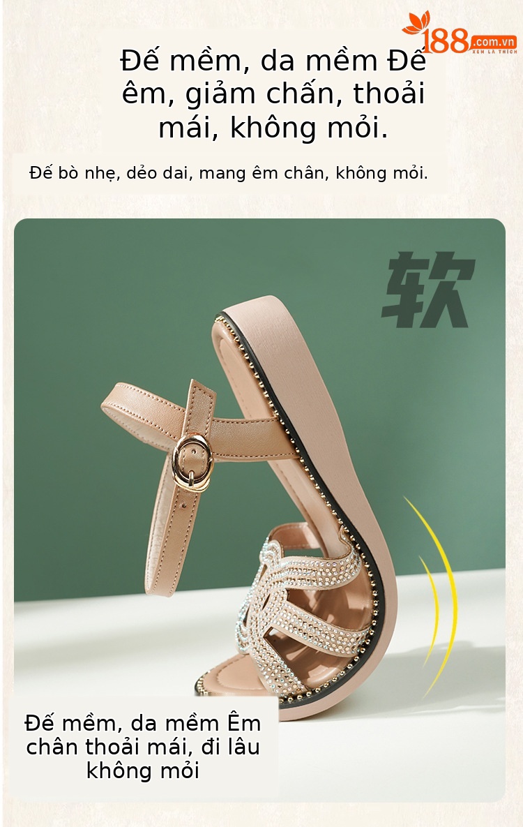 Sandal nữ quai chữ V đế bệt mềm hở mũi thoáng khí — màu đen chi tiết 3