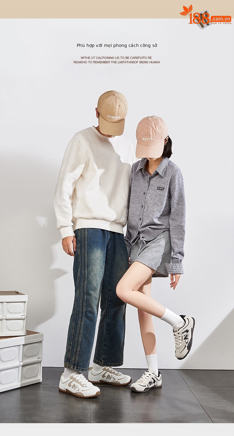 Giày sneaker unisex chunky đế dày phong cách Balance cổ điển — 232 Đen Hắc Diệu chi tiết 5
