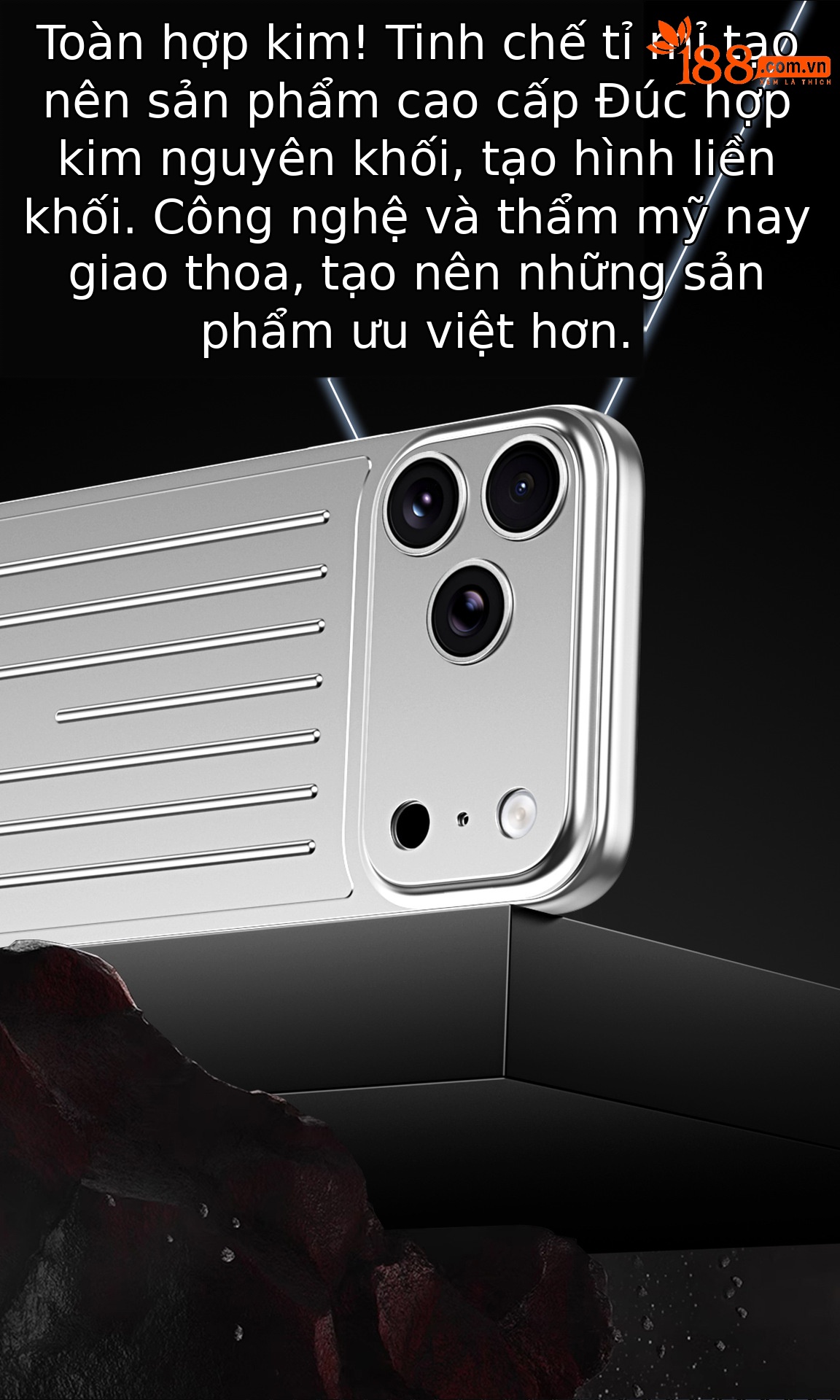 Ốp lưng iPhone 16/17 Pro Max kim loại chống sốc, chống vân tay, thiết kế vali độc đáo — Cam, Đen, Vàng sa mạc, Xanh titan chi tiết 5