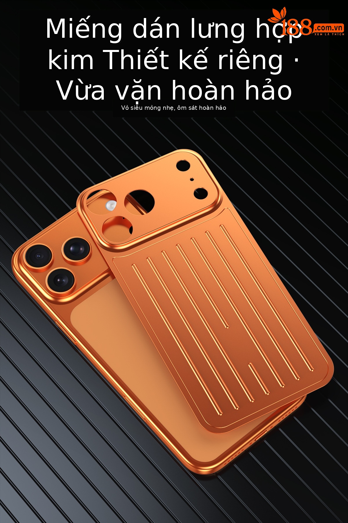 Ốp lưng iPhone 16/17 Pro Max kim loại chống sốc, chống vân tay, thiết kế vali độc đáo — Cam, Đen, Vàng sa mạc, Xanh titan chi tiết 7