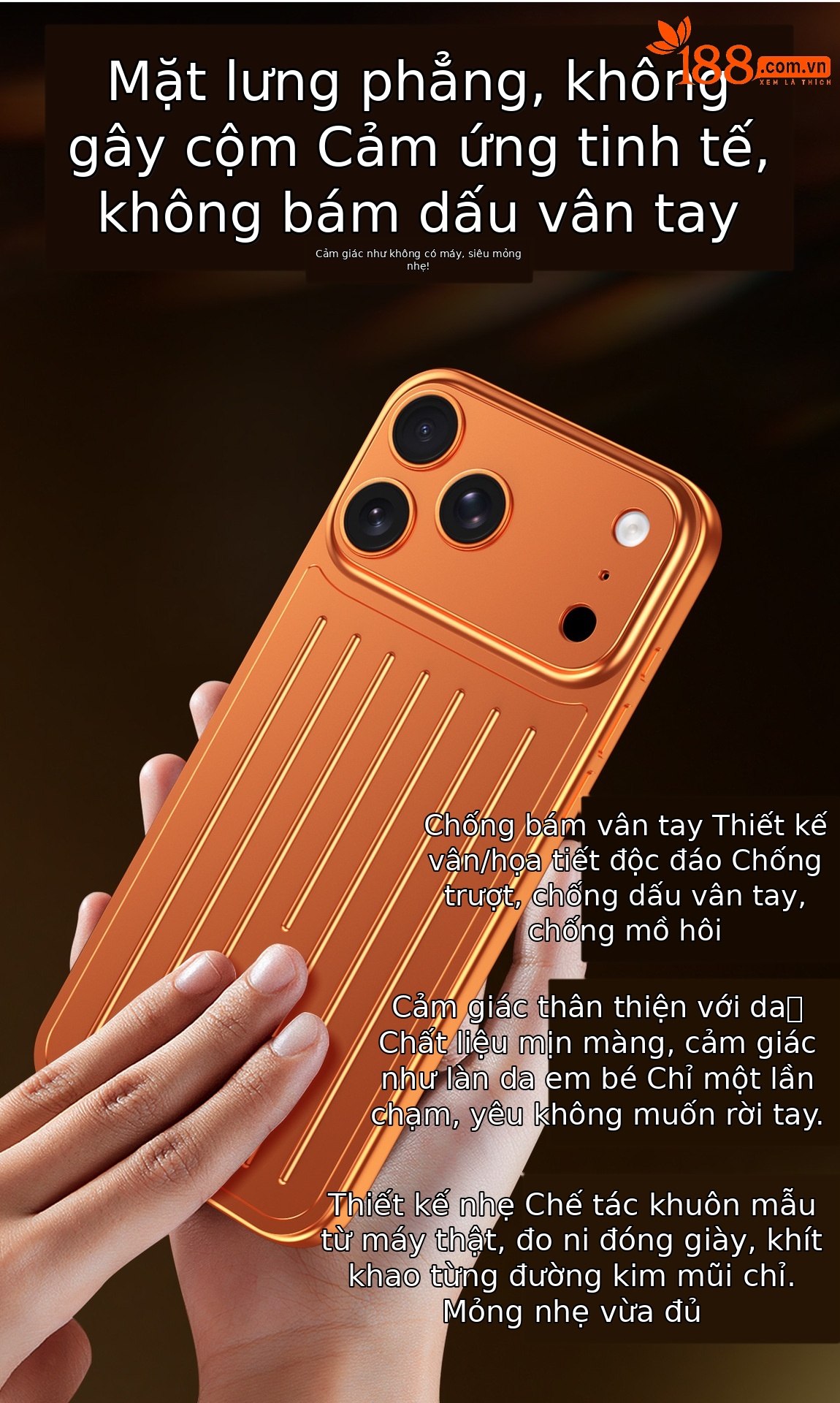 Ốp lưng iPhone 16/17 Pro Max kim loại chống sốc, chống vân tay, thiết kế vali độc đáo — Cam, Đen, Vàng sa mạc, Xanh titan chi tiết 10