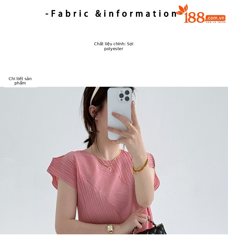 Đầm maxi nữ tay ngắn thiết kế xếp ly Issey Miyake ôm eo — màu đen chi tiết 2