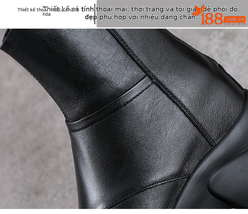 Sandal cao gót nữ mũi hở phong cách La Mã đế dày da bò — màu đen chi tiết 5