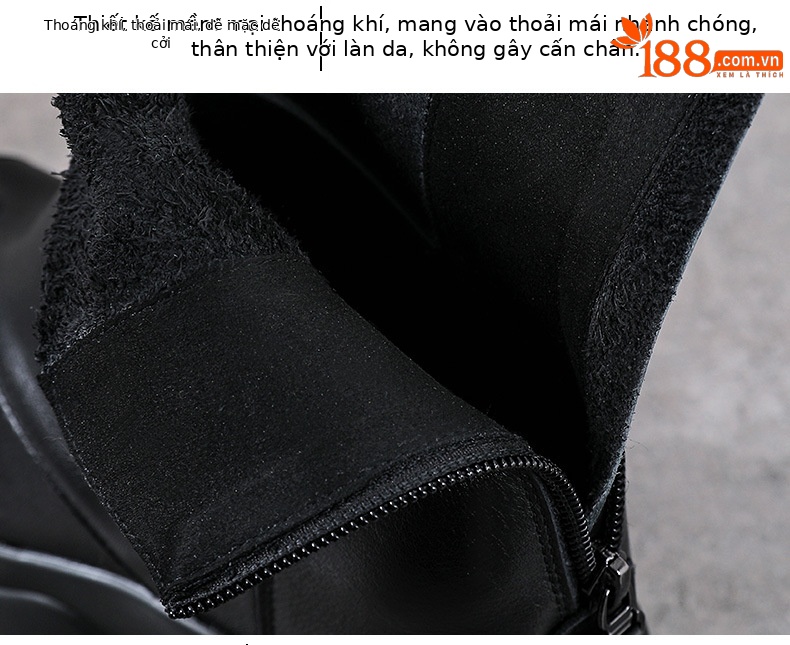 Sandal cao gót nữ mũi hở phong cách La Mã đế dày da bò — màu đen chi tiết 6