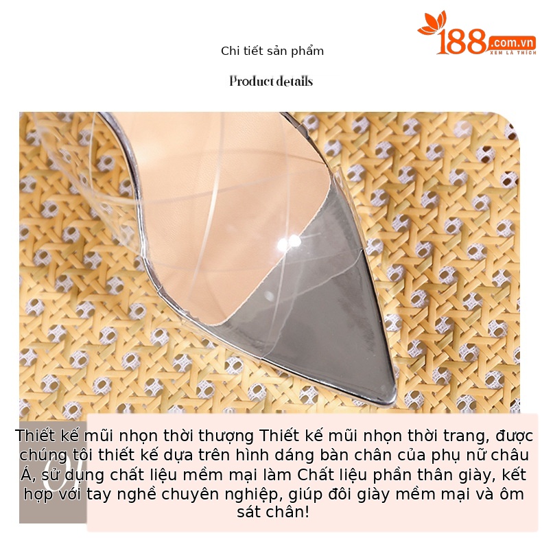 Sandal cao gót nữ mũi nhọn quai chéo gót 12 cm — Bạc-12cm chi tiết 3