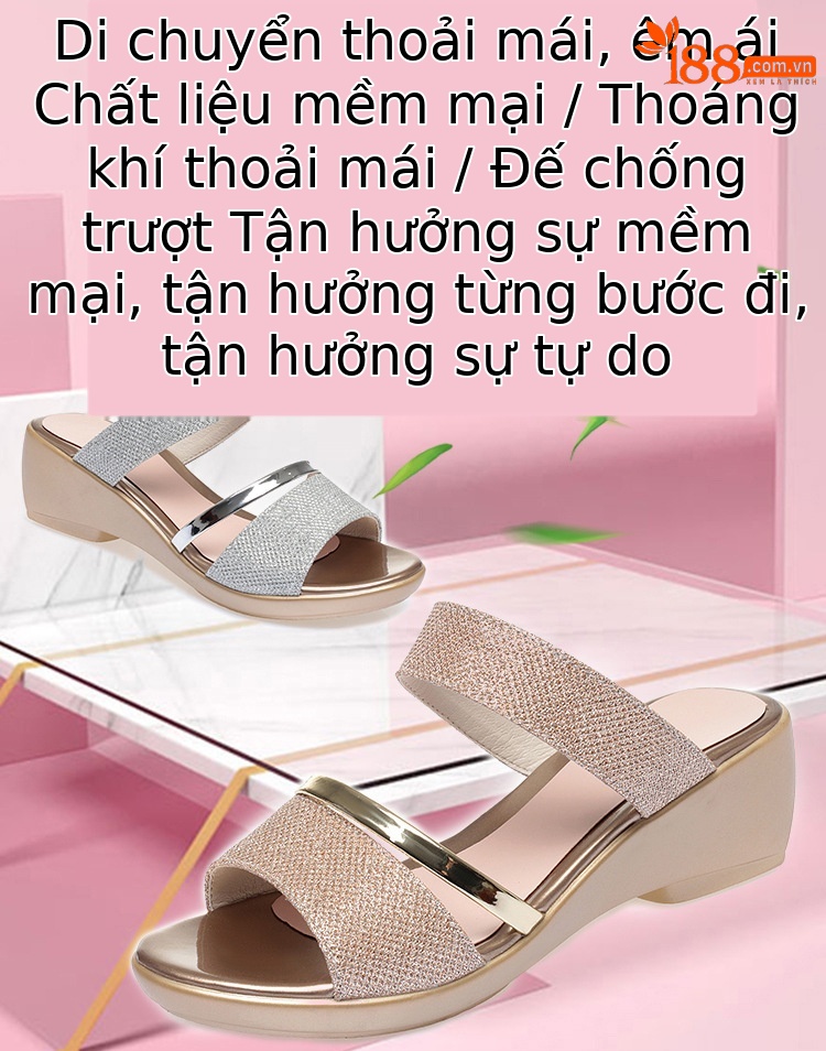 Dép sandal nữ da thật quai chữ V đế xuồng cao su êm — màu vàng chi tiết 1