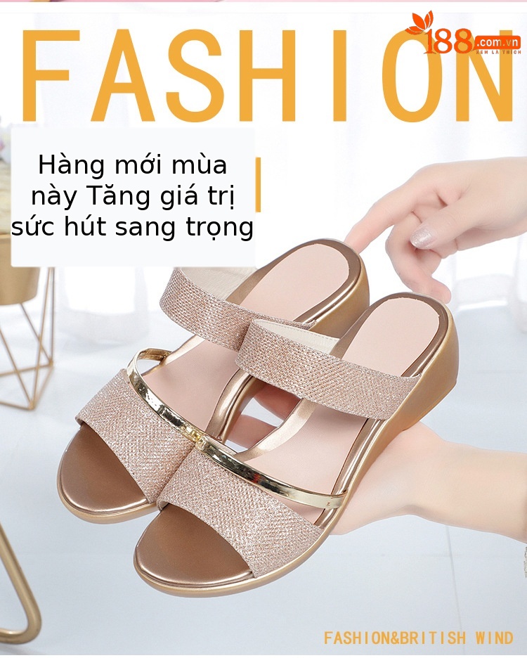Dép sandal nữ da thật quai chữ V đế xuồng cao su êm — màu vàng chi tiết 2