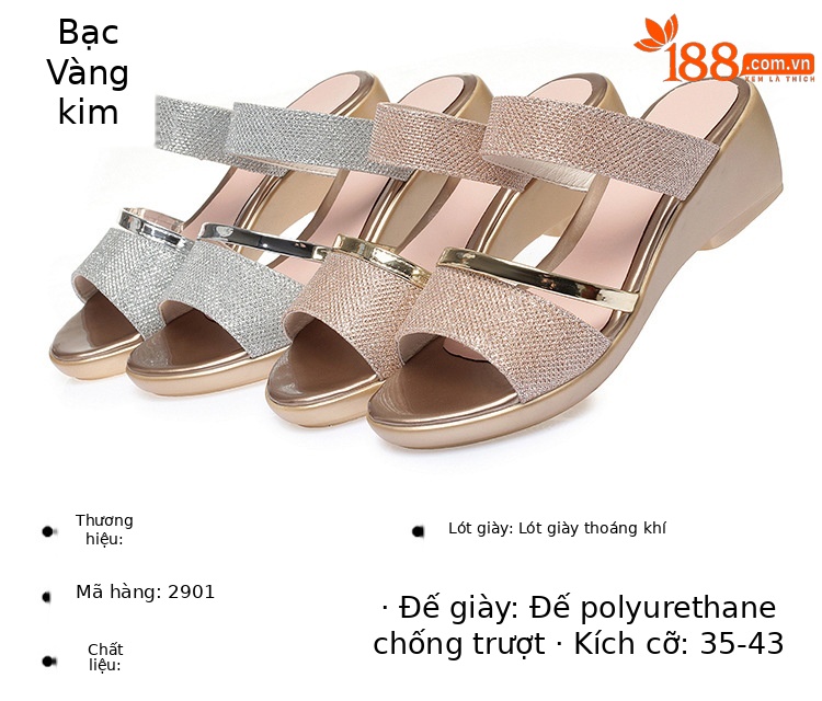 Dép sandal nữ da thật quai chữ V đế xuồng cao su êm — màu vàng chi tiết 4