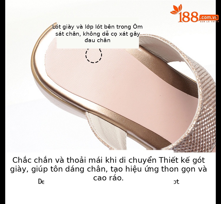 Dép sandal nữ da thật quai chữ V đế xuồng cao su êm — màu vàng chi tiết 6