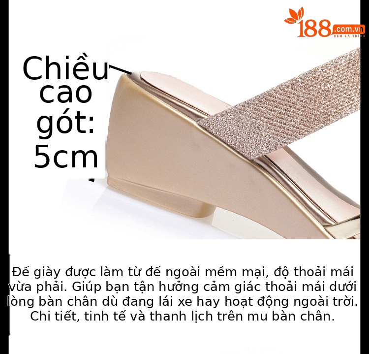 Dép sandal nữ da thật quai chữ V đế xuồng cao su êm — màu vàng chi tiết 7