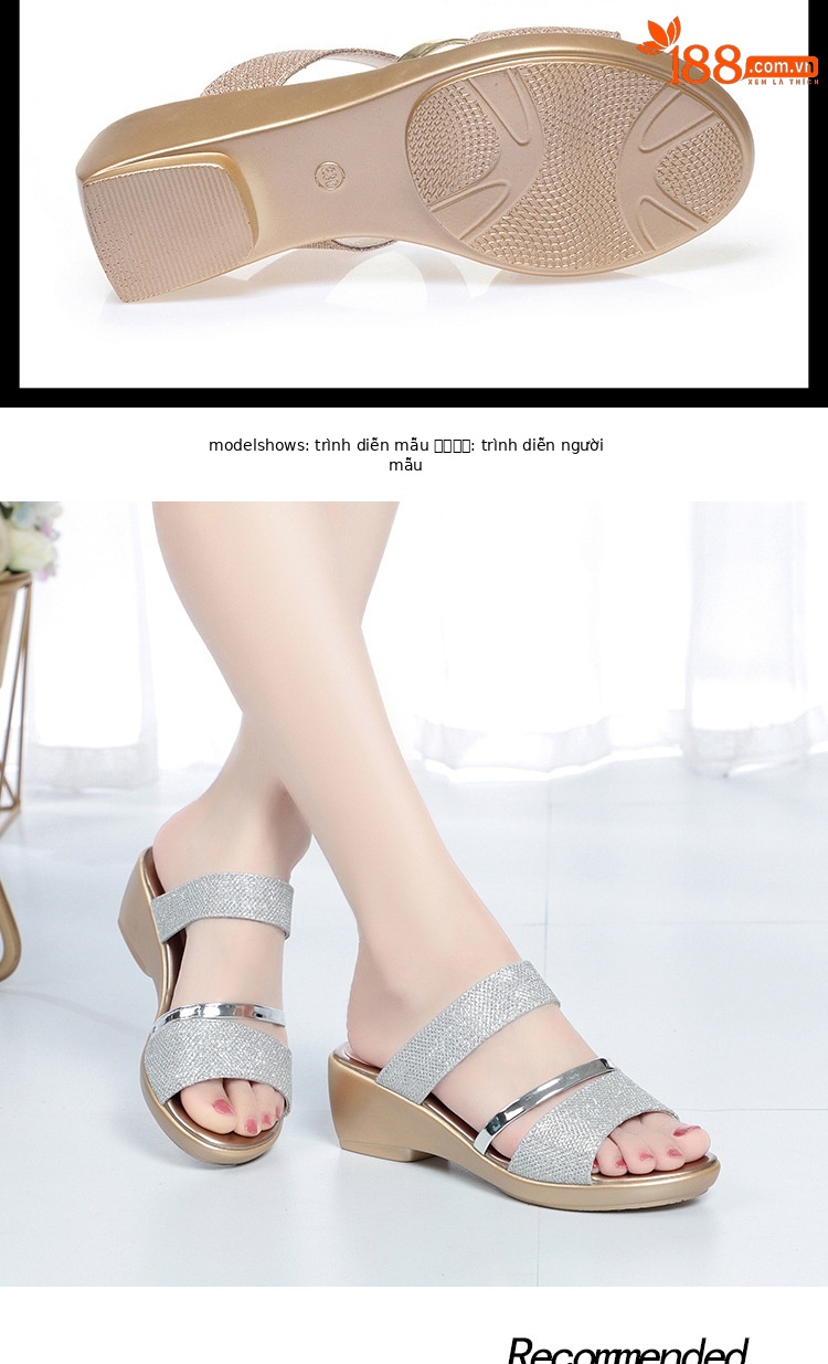 Dép sandal nữ da thật quai chữ V đế xuồng cao su êm — màu vàng chi tiết 8
