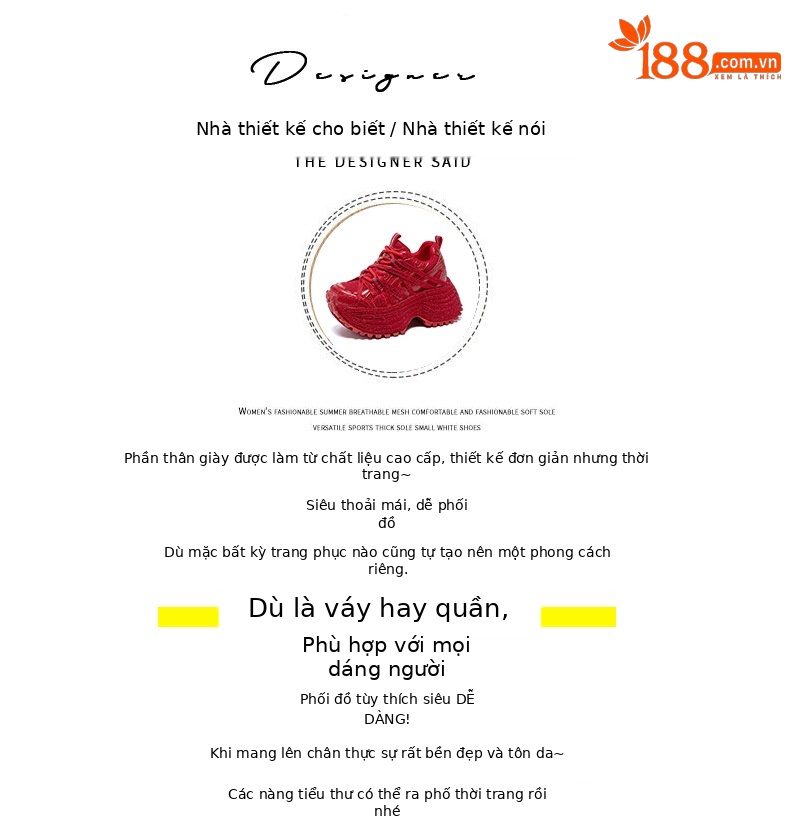Giày sneaker nữ đế dày phong cách dad shoes, gót 5 cm, đính đá lấp lánh — Đỏ 5052, Xám 5052, Be 5052 chi tiết 4