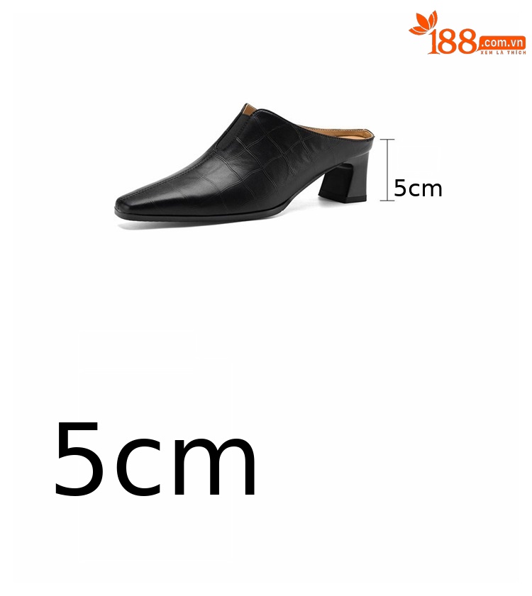 Sandal cao gót nữ mũi nhọn quai ngang gót 5 cm — đen chi tiết 4