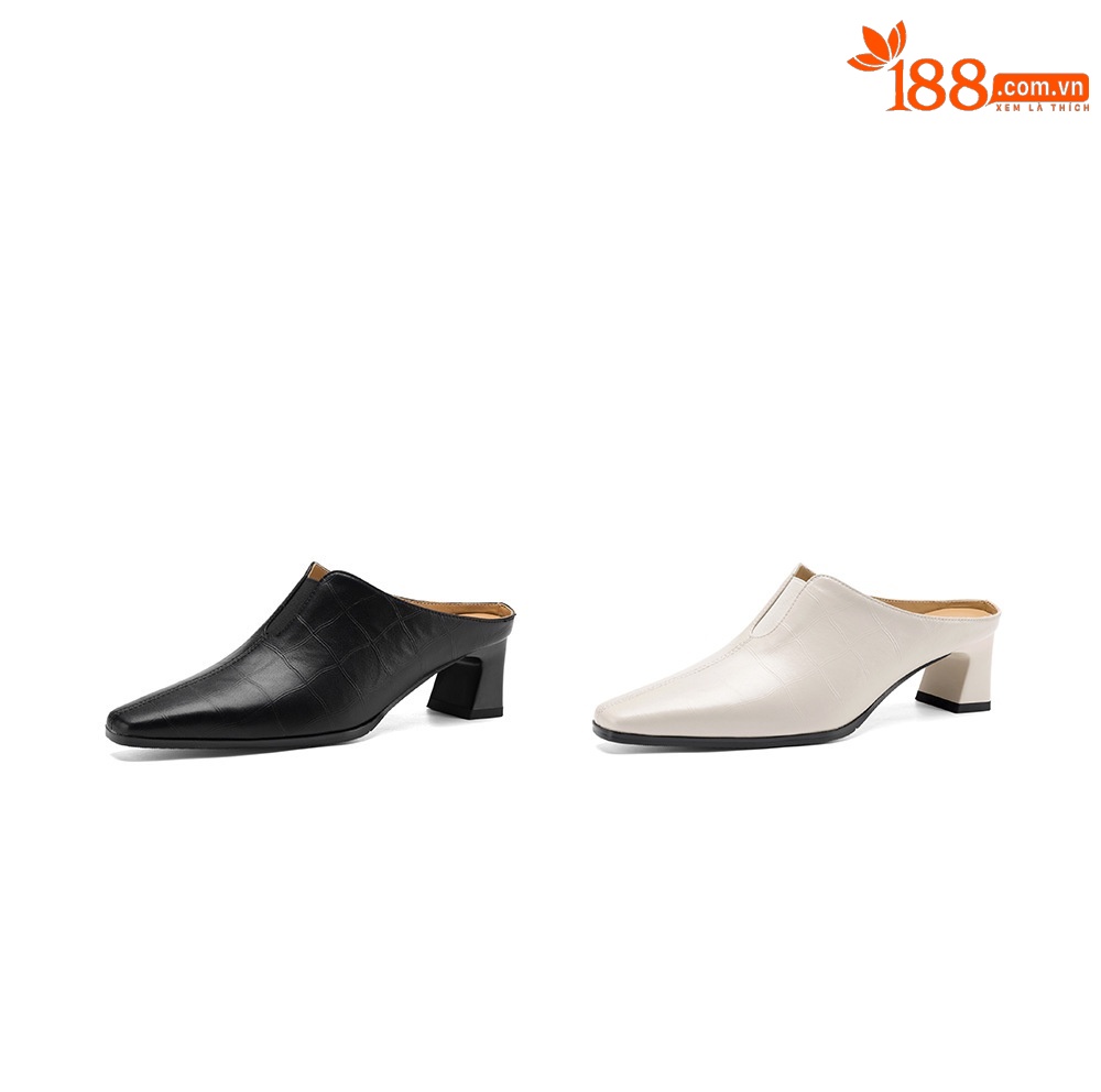 Sandal cao gót nữ mũi nhọn quai ngang gót 5 cm — đen chi tiết 5