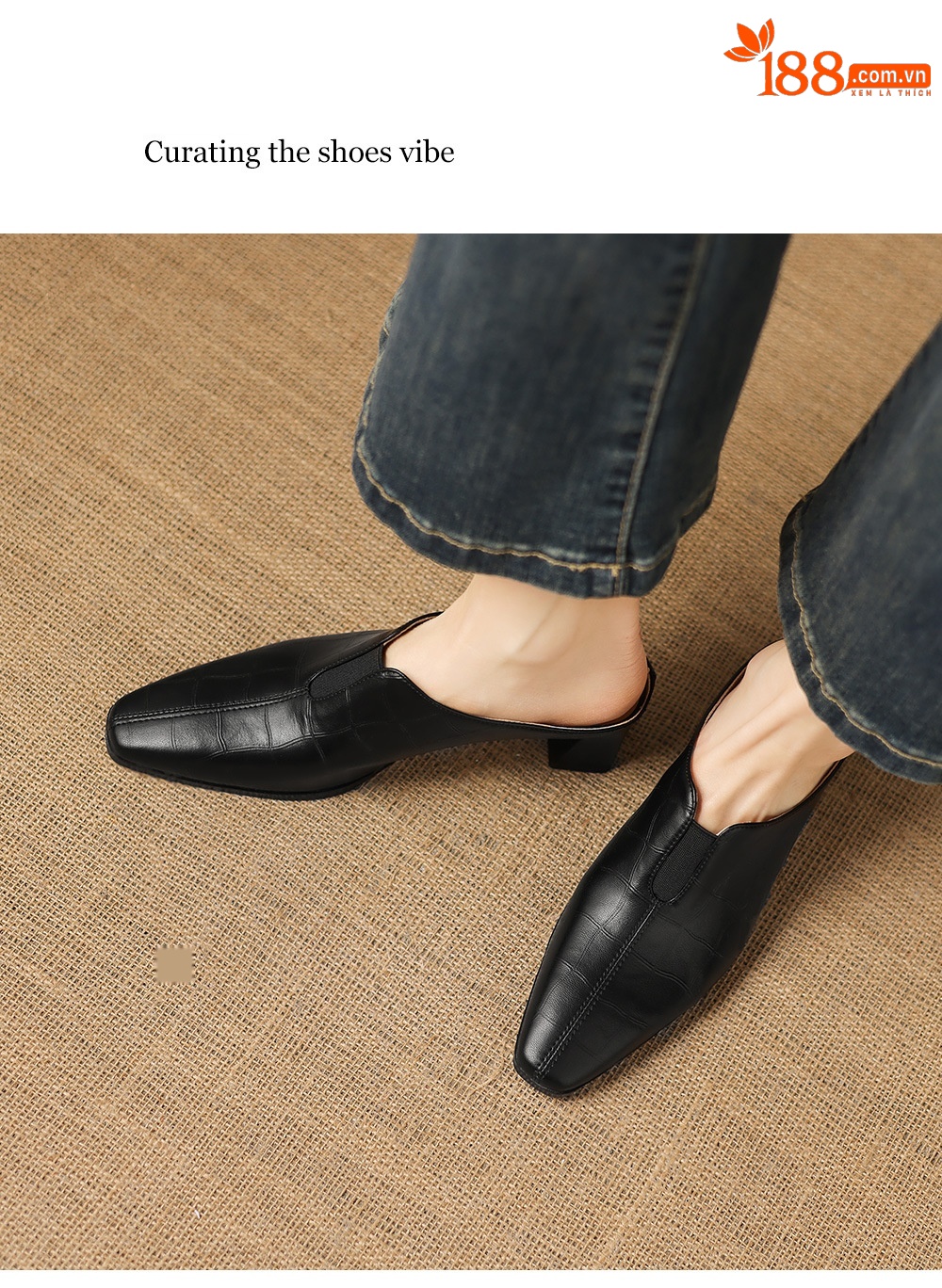 Sandal cao gót nữ mũi nhọn quai ngang gót 5 cm — đen chi tiết 6