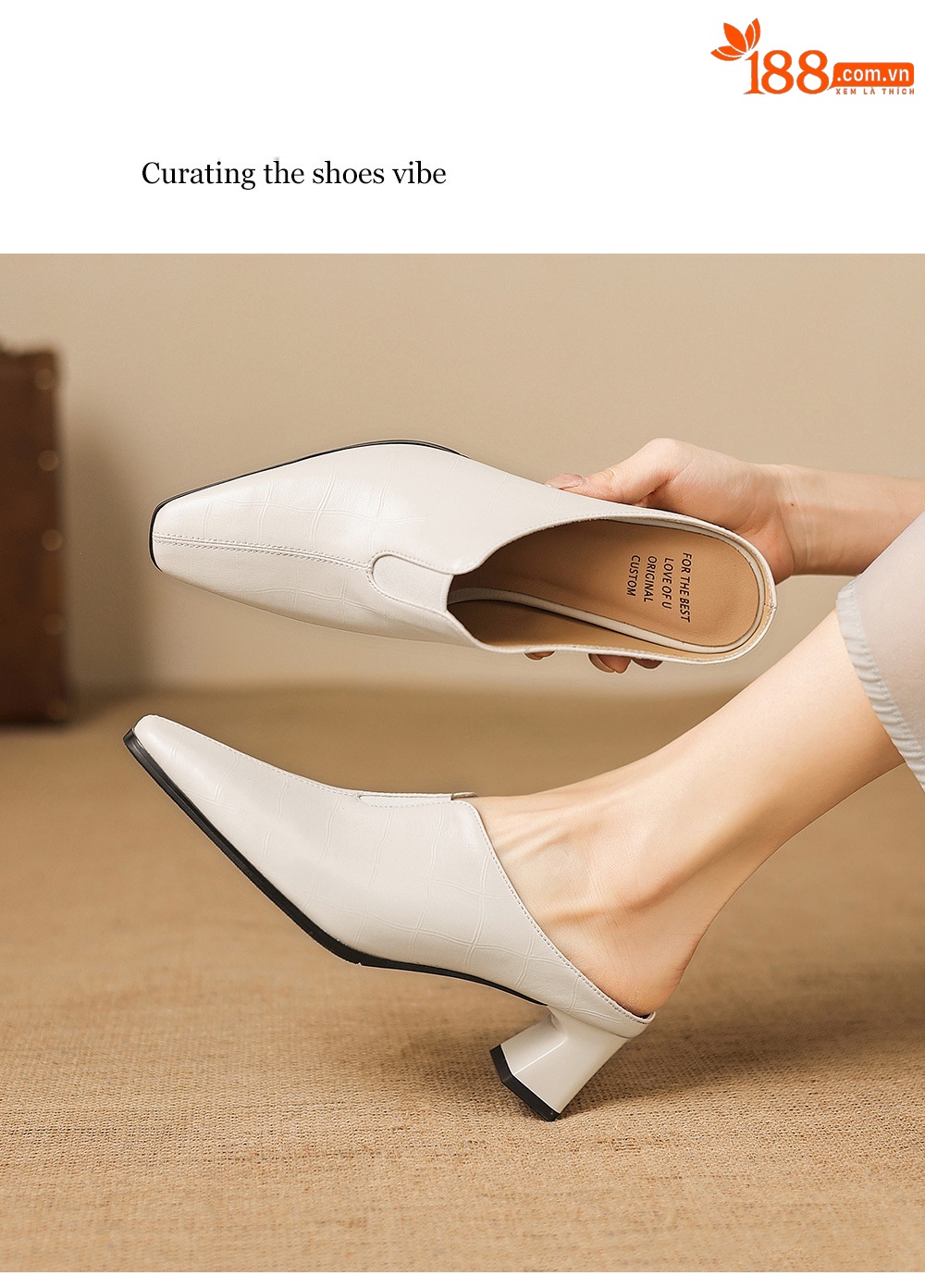 Sandal cao gót nữ mũi nhọn quai ngang gót 5 cm — đen chi tiết 9