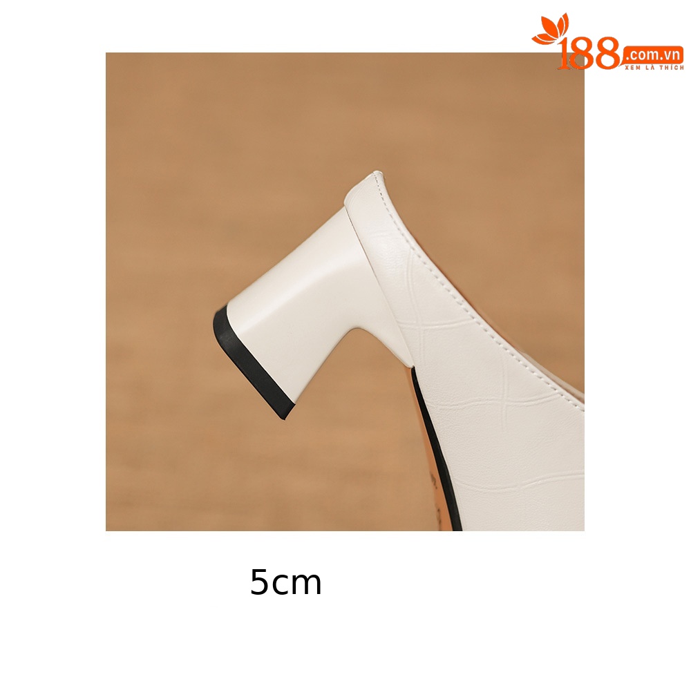 Sandal cao gót nữ mũi nhọn quai ngang gót 5 cm — đen chi tiết 11