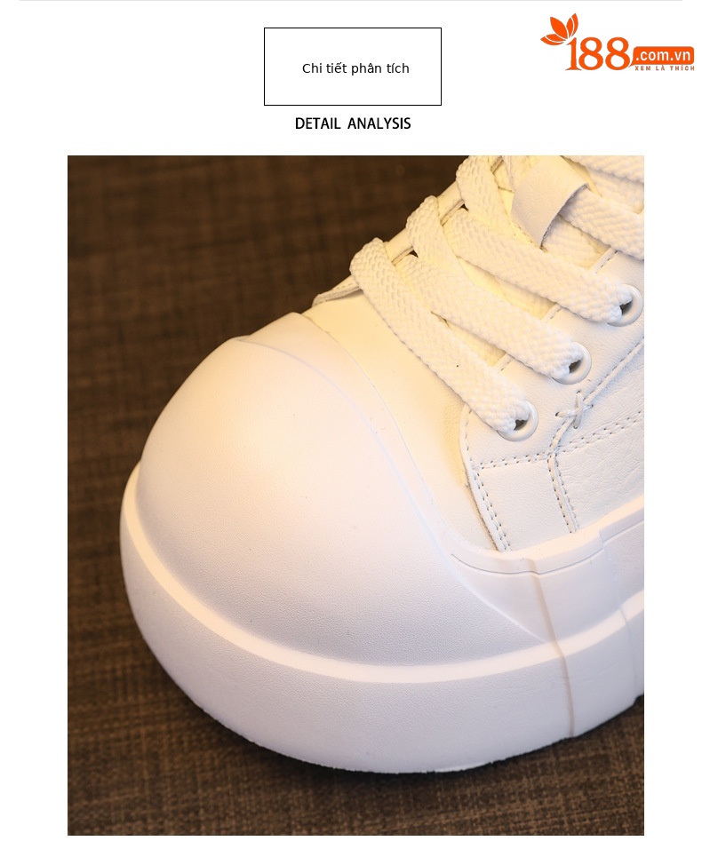 Giày sneaker nữ đế dày tăng chiều cao phong cách trắng basic — màu đen chi tiết 7