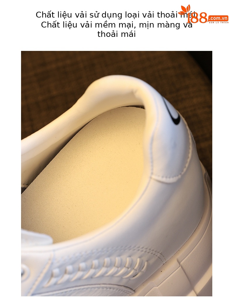 Giày sneaker nữ đế dày tăng chiều cao phong cách trắng basic — màu đen chi tiết 8