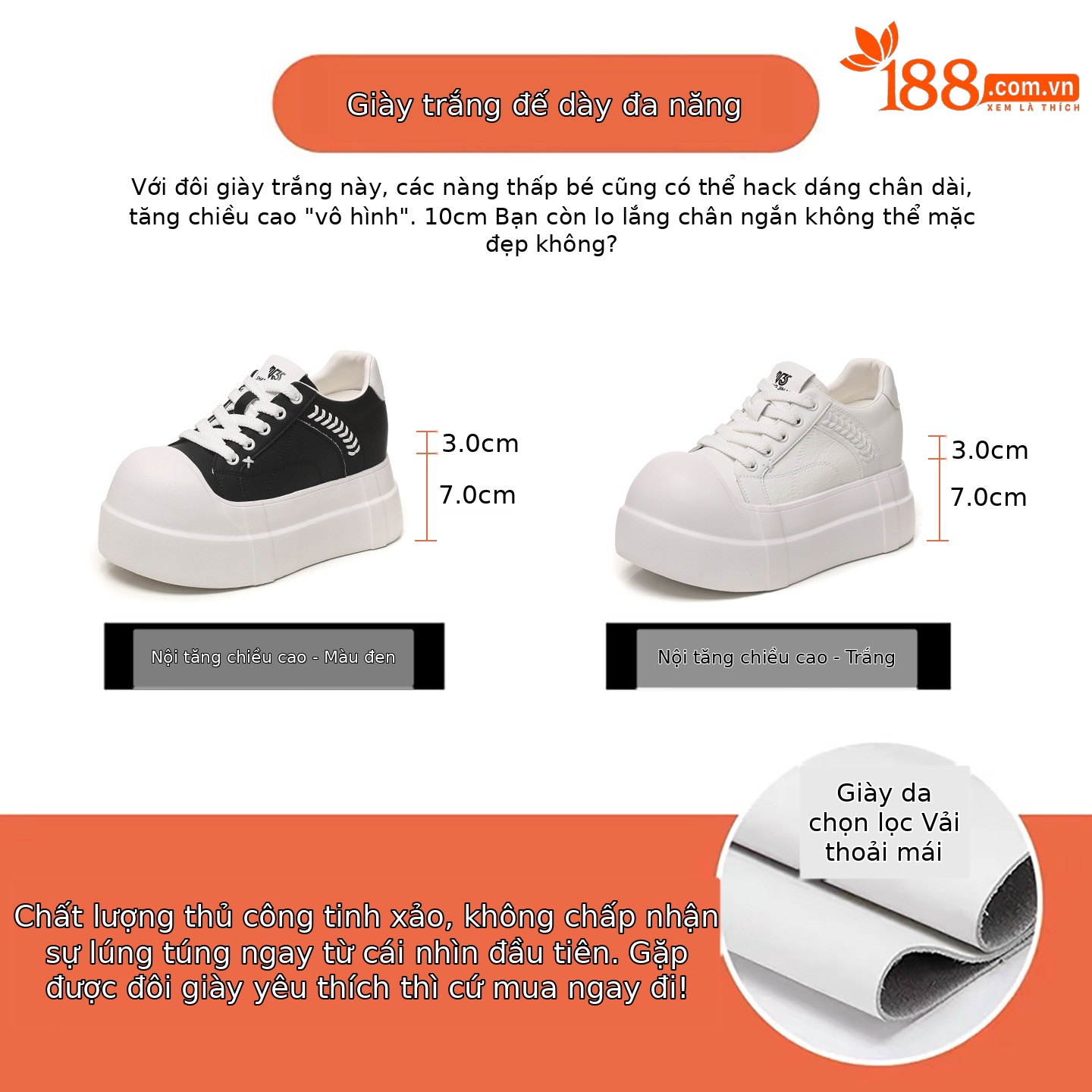 Giày sneaker nữ đế dày tăng chiều cao phong cách trắng basic — màu đen