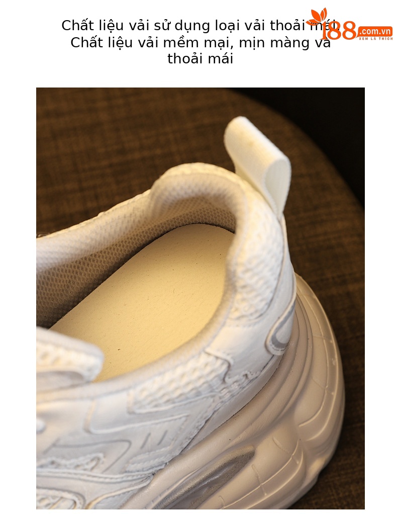 Giày sneaker nữ chunky đế dày mặt lưới thoáng khí, phong cách thể thao — màu trắng chi tiết 7