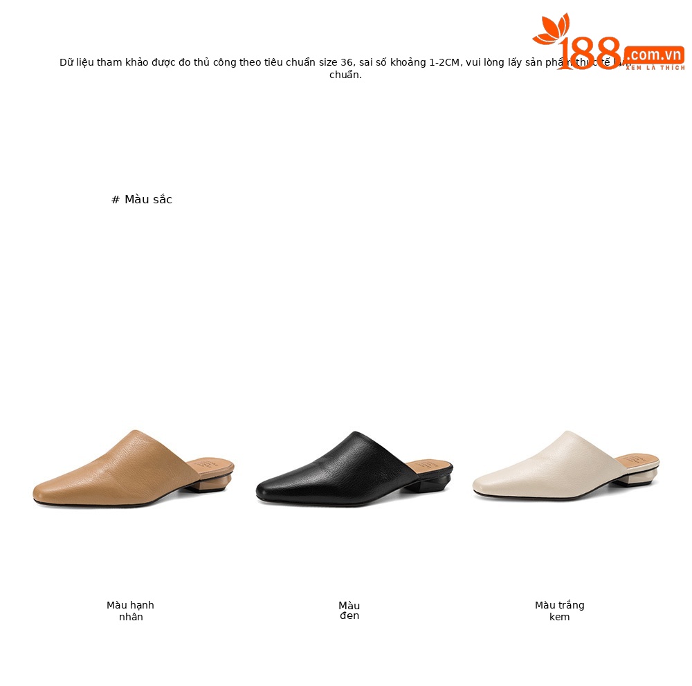 Giày mule nữ da cừu mũi vuông đế bệt — đen chi tiết 5