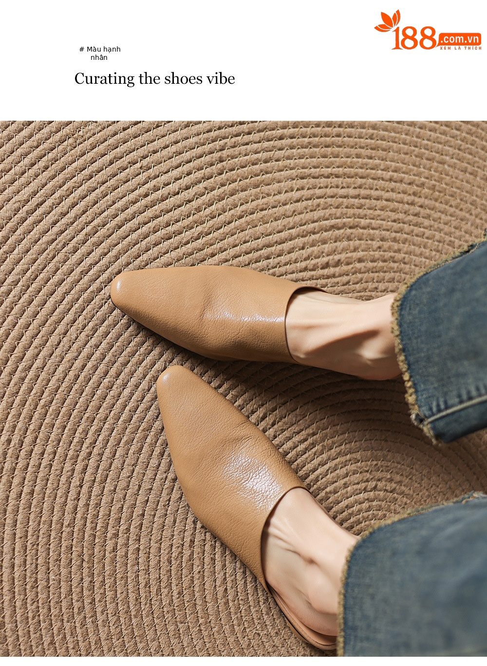 Giày mule nữ da cừu mũi vuông đế bệt — đen chi tiết 11