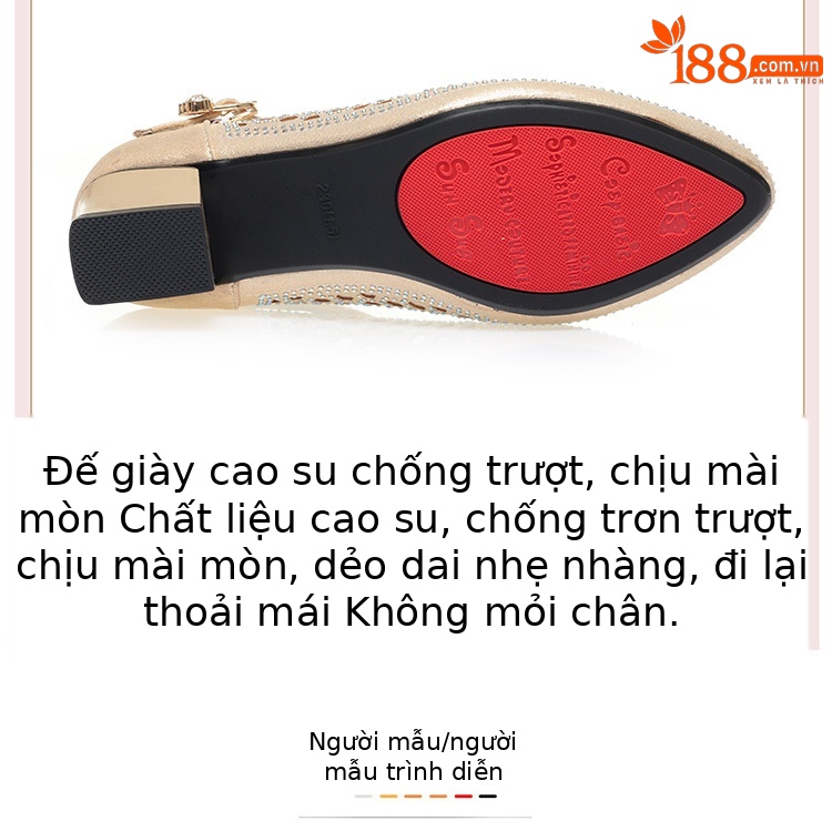 Sandal nữ quai ngang da thật lỗ thoáng mũi kín gót 4.5 cm — Vàng【Gót trung 4.5cm】 chi tiết 5