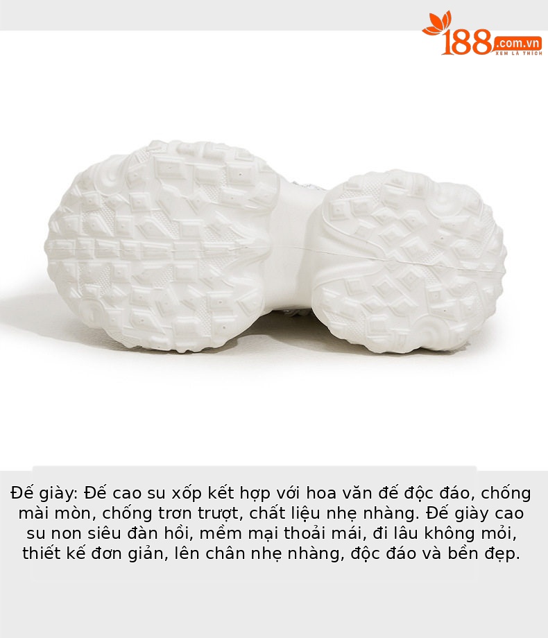 Giày sneaker nữ đế dày tăng chiều cao lưới thoáng khí dây buộc — Trắng, Bạc chi tiết 7