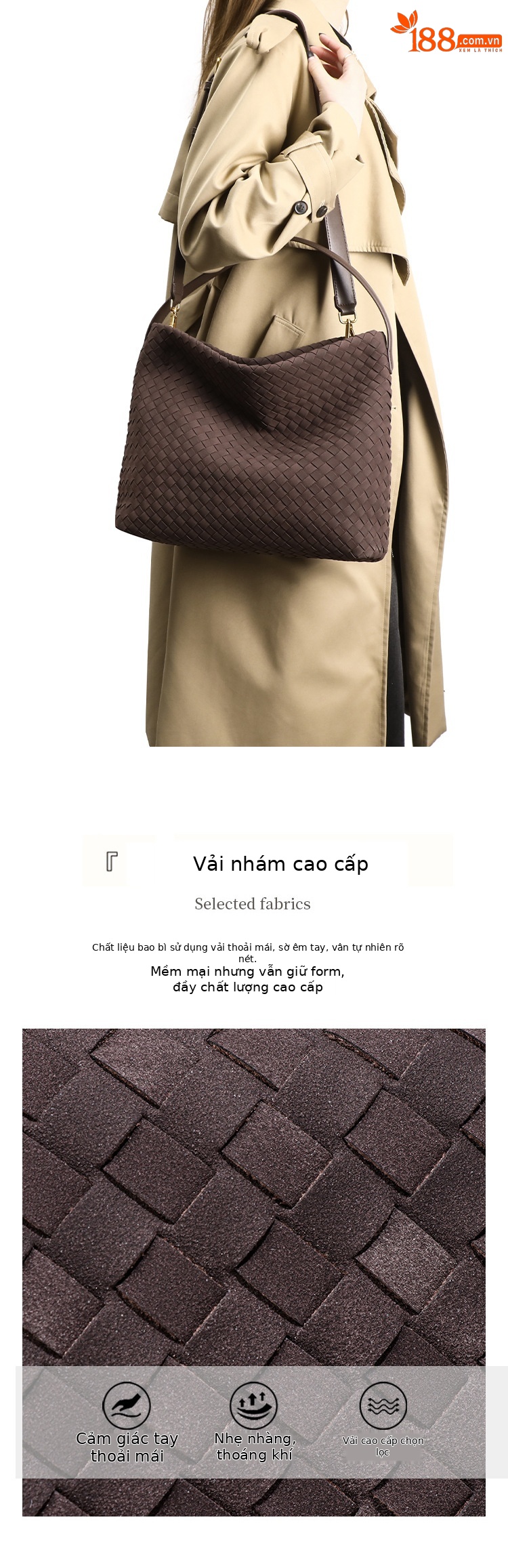 Túi tote nữ dệt thủ công kiểu Âu Mỹ, quai đeo chéo, phù hợp đi làm và dạo phố chi tiết 7