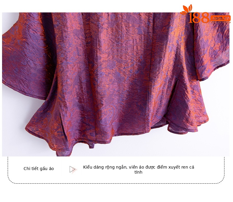 Bộ vest nữ hai mảnh gồm áo sơ mi cổ V và quần ống rộng dáng suông — Màu ảnh chi tiết 8