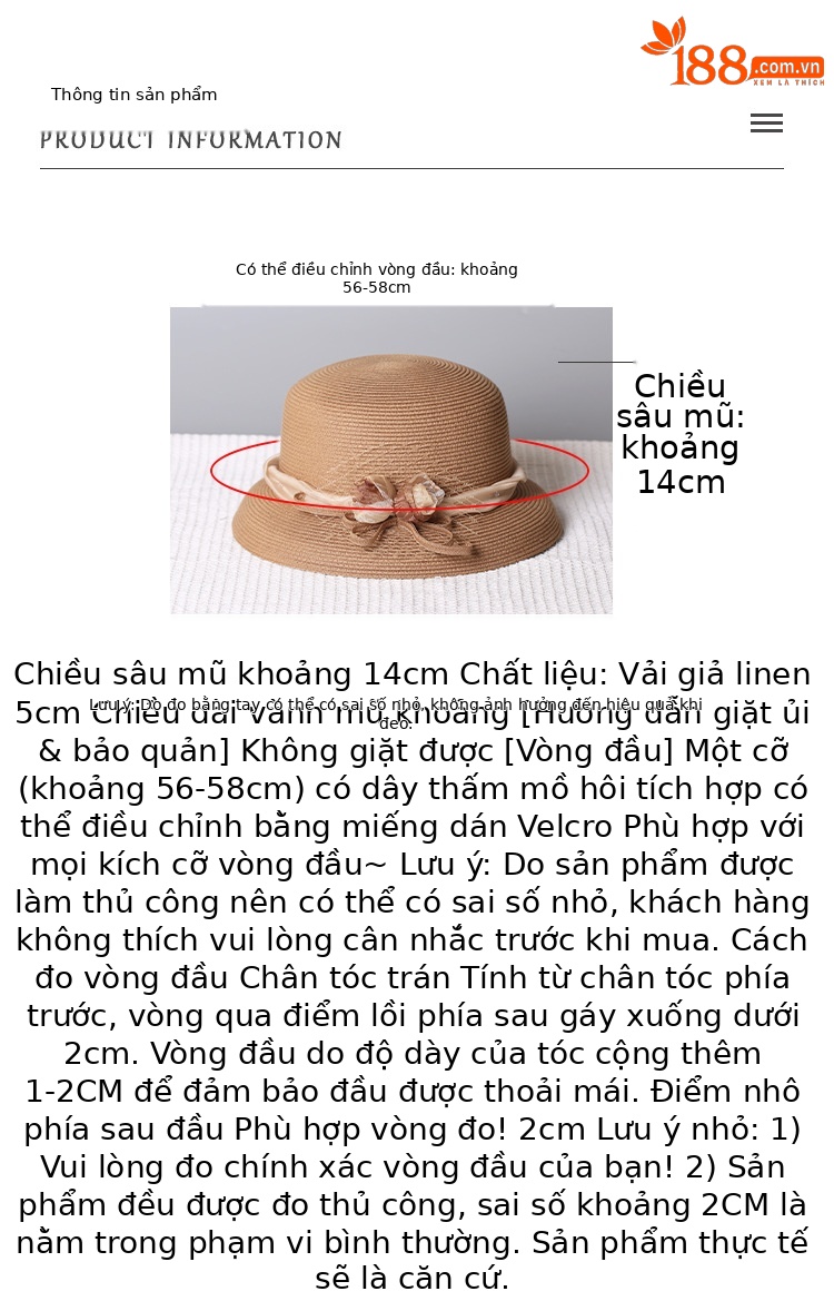 Mũ rộng vành nữ chống nắng hình hoa tulip lập thể, đi biển dã ngoại — màu be chi tiết 2