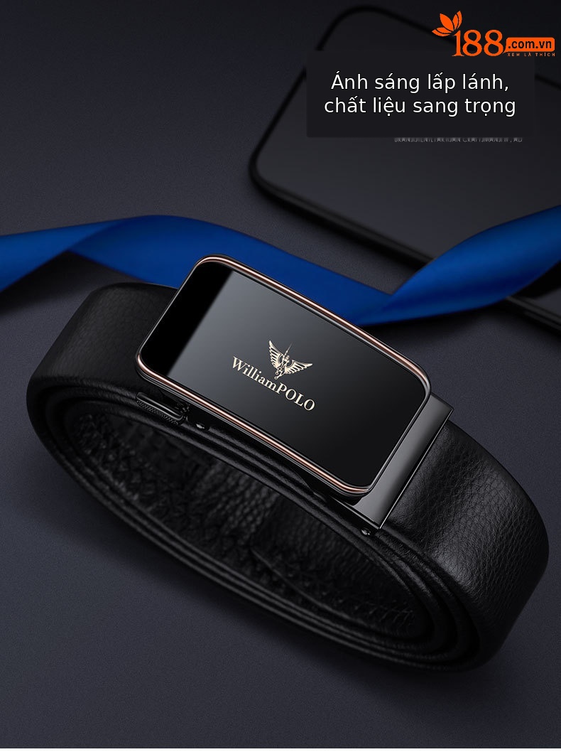 Thắt lưng da bò nam cao cấp Hoàng đế Paul – phong cách công sở, đi làm, dây lưng thời trang bản vừa — 120cm, 130cm, 110cm, 125cm chi tiết 3