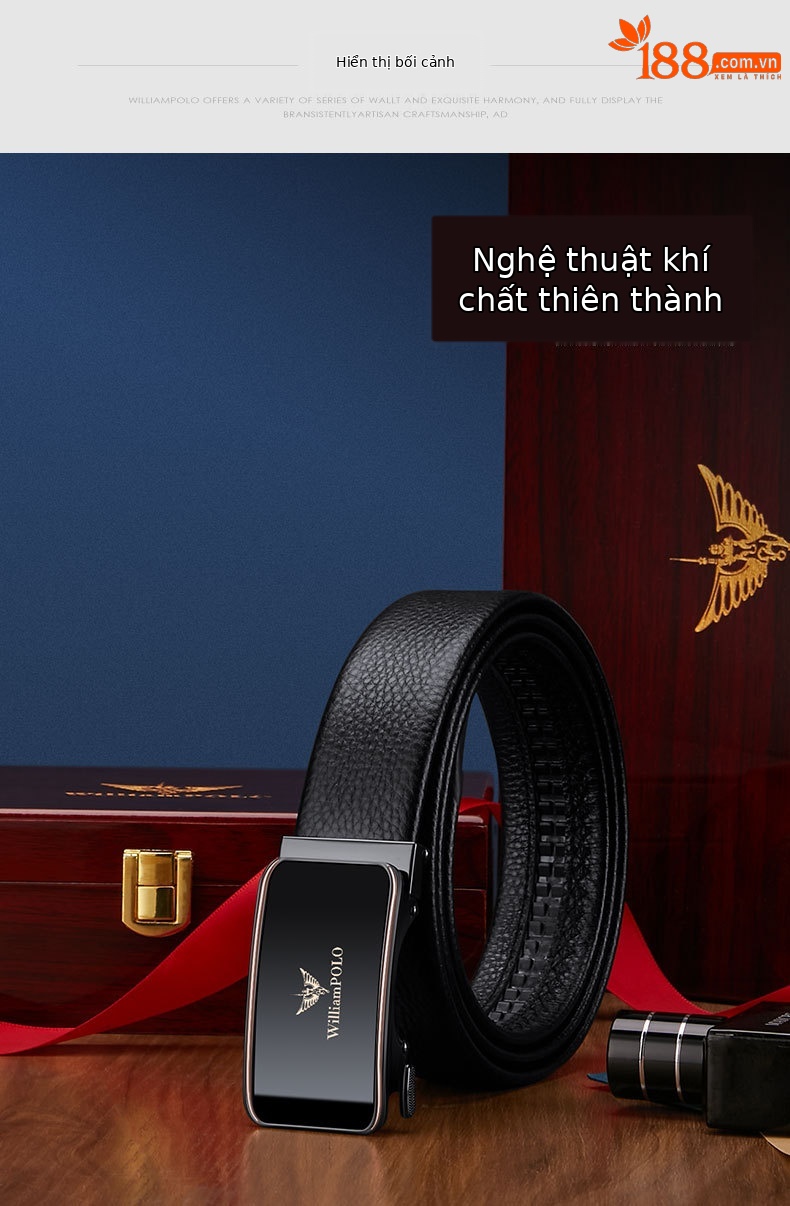 Thắt lưng da bò nam cao cấp Hoàng đế Paul – phong cách công sở, đi làm, dây lưng thời trang bản vừa — 120cm, 130cm, 110cm, 125cm chi tiết 12