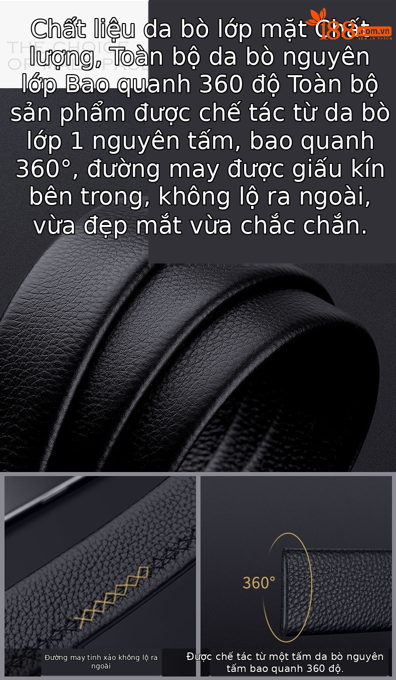 Thắt lưng da bò nam cao cấp Hoàng đế Paul – phong cách công sở, đi làm, dây lưng thời trang bản vừa — 120cm, 130cm, 110cm, 125cm chi tiết 7