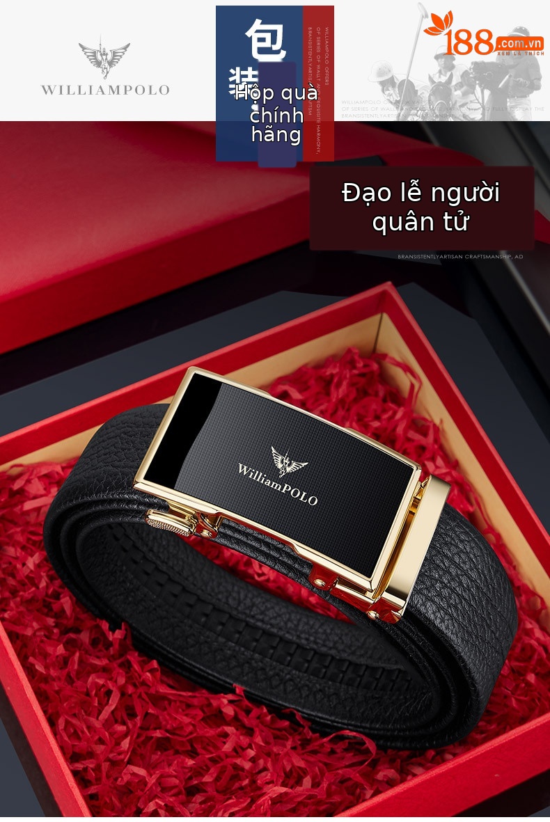 Thắt lưng da bò nam cao cấp Hoàng đế Paul – khóa tự động, phong cách công sở — 120cm, 130cm, 110cm, 125cm chi tiết 9