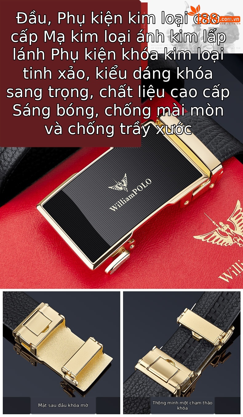Thắt lưng da bò nam cao cấp Hoàng đế Paul – khóa tự động, phong cách công sở — 120cm, 130cm, 110cm, 125cm chi tiết 6
