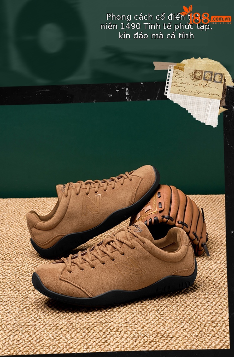 Giày sneaker nam nữ phong cách Đức Huấn luyện retro đế êm, phối màu cổ điển — 239 Đỏ Rượu chi tiết 10