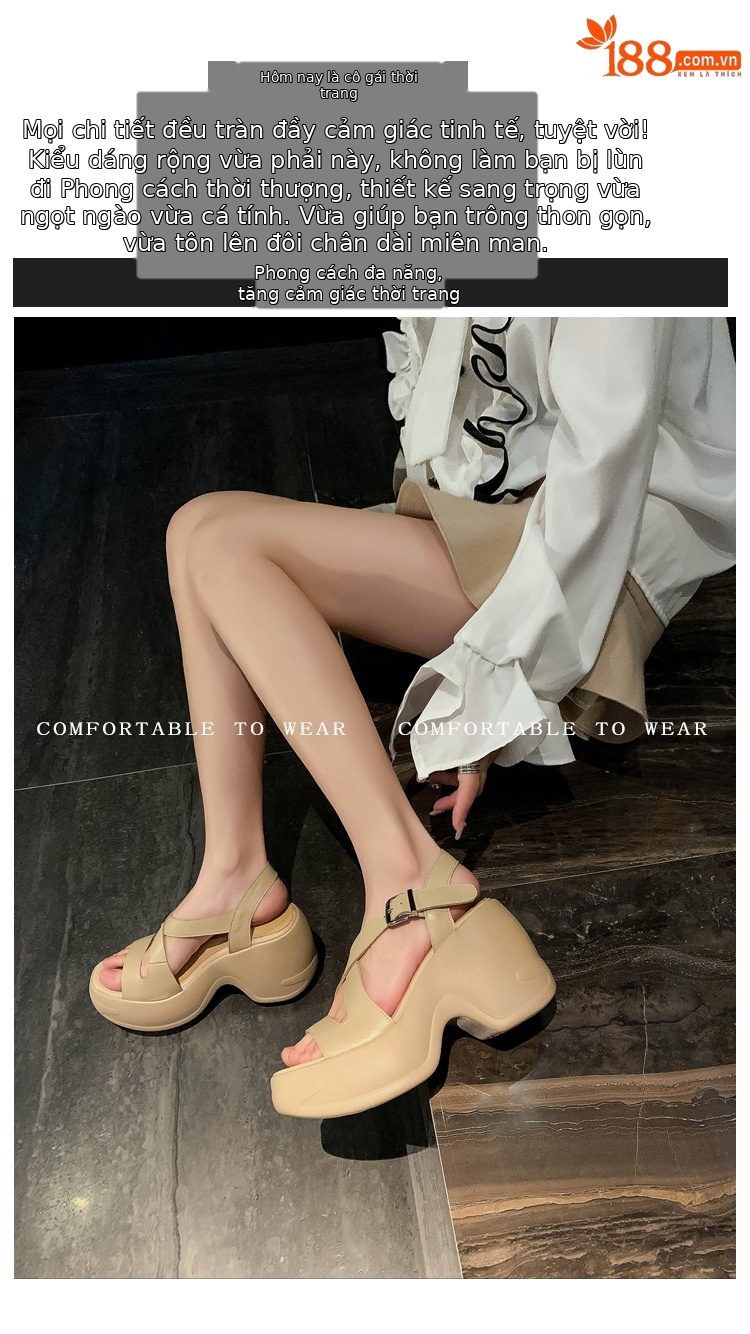 Sandal cao gót nữ hở mũi đế platform tăng chiều cao, da thật, phong cách La Mã — màu đen, màu mơ chi tiết 2