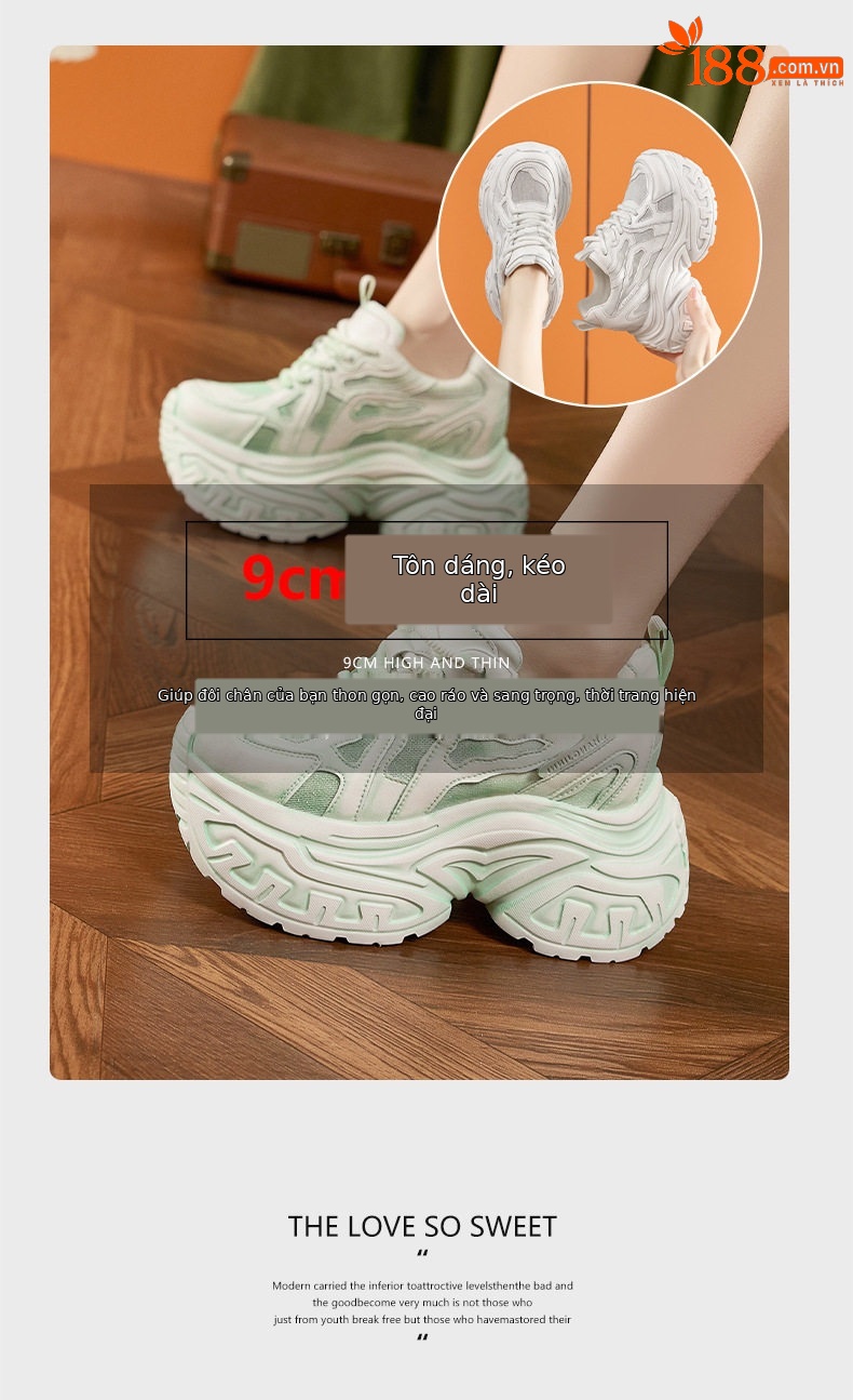 Giày sandal cao gót nữ hở mũi đế xuồng platform, gót siêu cao 8 cm, form mũi tròn, quai ngang dây buộc — Bột trắng, Bạc, Trắng, xanh lá chi tiết 9