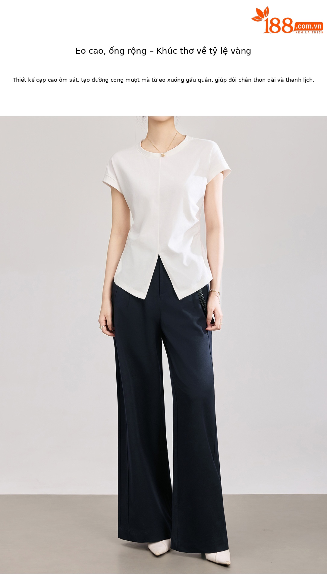 Quần culottes nữ ống rộng dáng suông chất len pha tơ nhân tạo cao cấp — Xanh lông mòng đen chi tiết 5