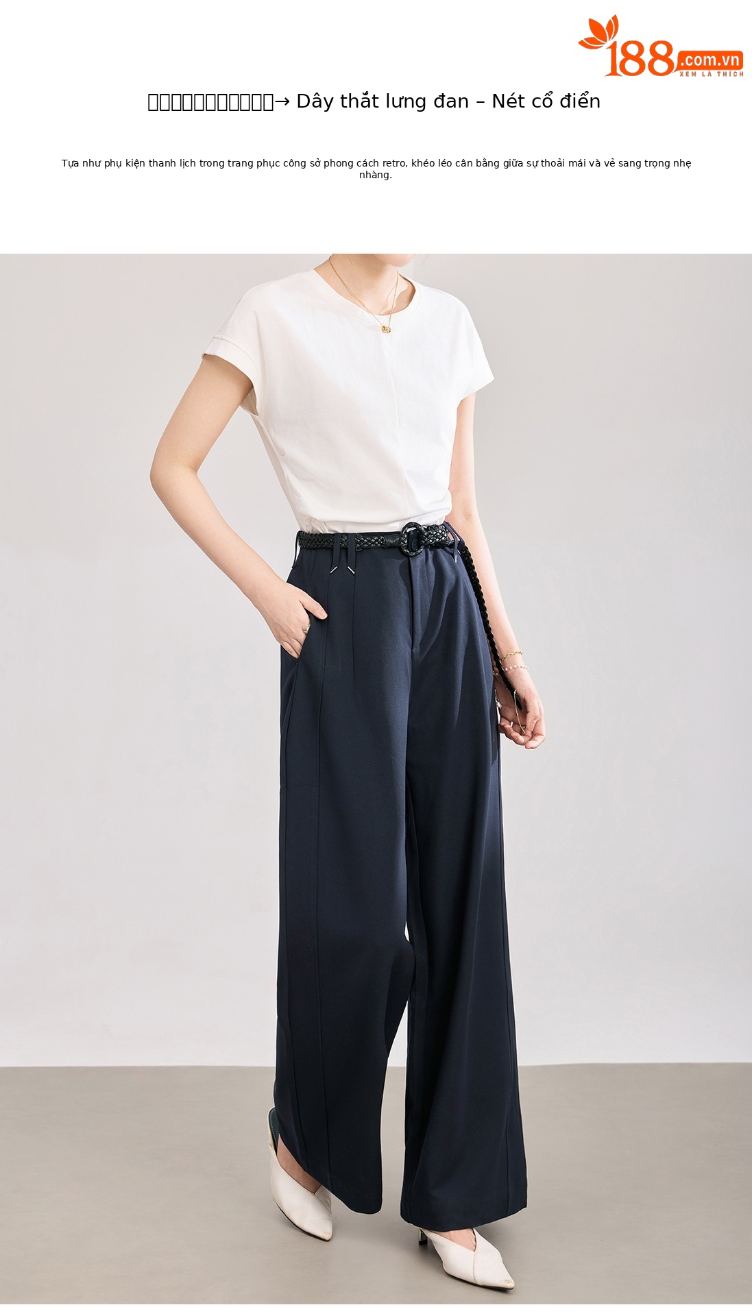 Quần culottes nữ ống rộng dáng suông chất len pha tơ nhân tạo cao cấp — Xanh lông mòng đen chi tiết 6
