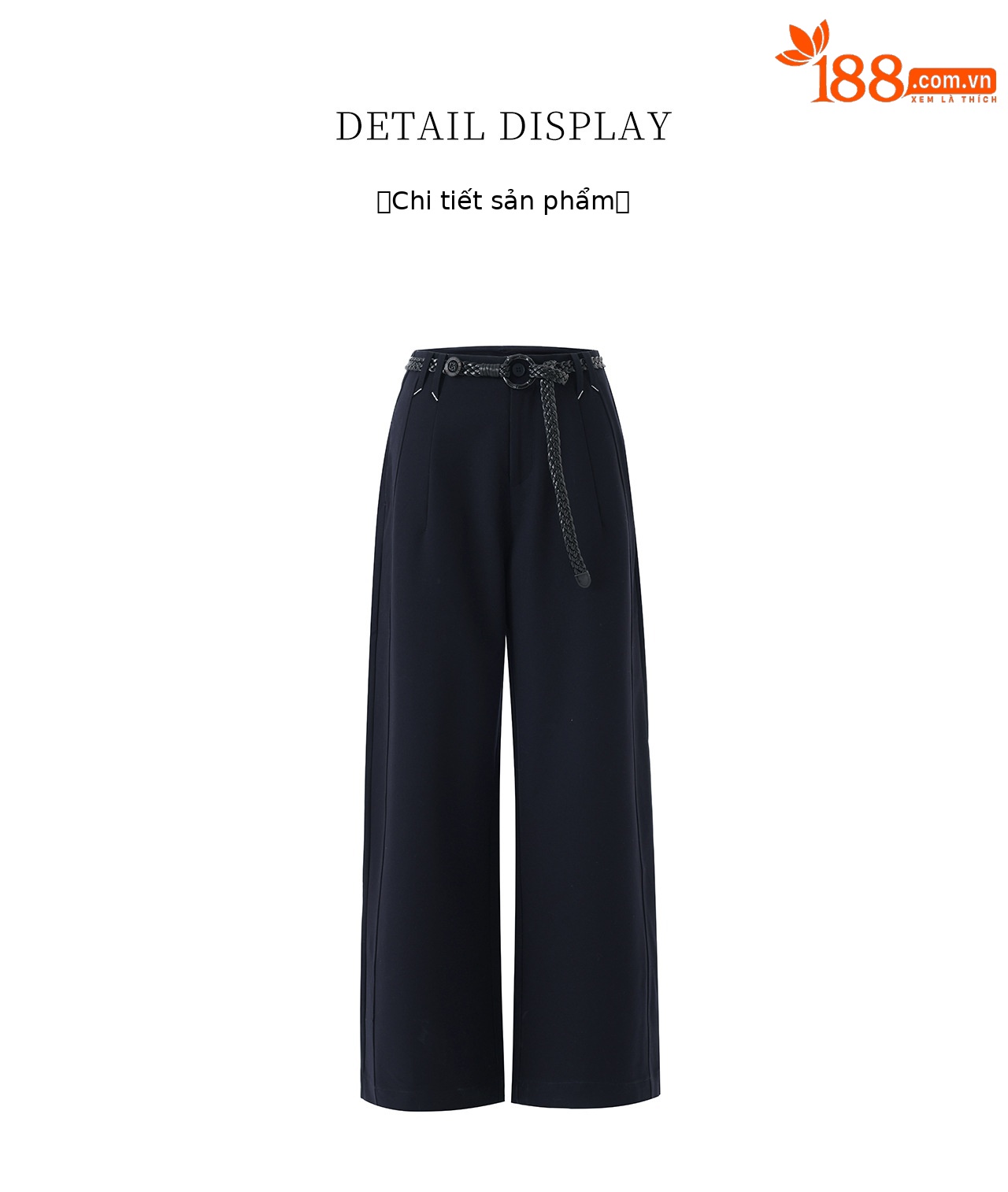 Quần culottes nữ ống rộng dáng suông chất len pha tơ nhân tạo cao cấp — Xanh lông mòng đen chi tiết 28
